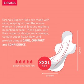 Sirona Natural Ultra Soft Superr Pads - 8 Pieces (420mm) for Maternity Flow, Overnight Flow and Extremely Heavy Flow Sirona Natural Ultra Soft Superr Pads - 8 Pieces (420mm) for Maternity Flow, Overnight Flow and Extremely Heavy Flow