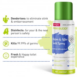 PeeBuddy Toilet Seat Sanitizer | Before and After Toilet Spray, Deodorizer and Disinfectant - 100 ml