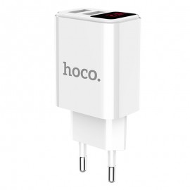 HOCO “C63A Victoria” Wall Charger - Dual USB Ports With LED Digital Display EU