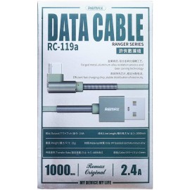 Remax RC-119A Data Cable Fast Charging Ranger Series 2.4A Type-C USB For Mobile Phones 100 cm - Green Remax RC-119A Data Cable Fast Charging Ranger Series 2.4A Type-C USB For Mobile Phones 100 cm - Green