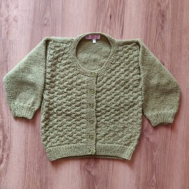 Button Down Sweater (Check) - Handmade Woolen Sweater For Kids