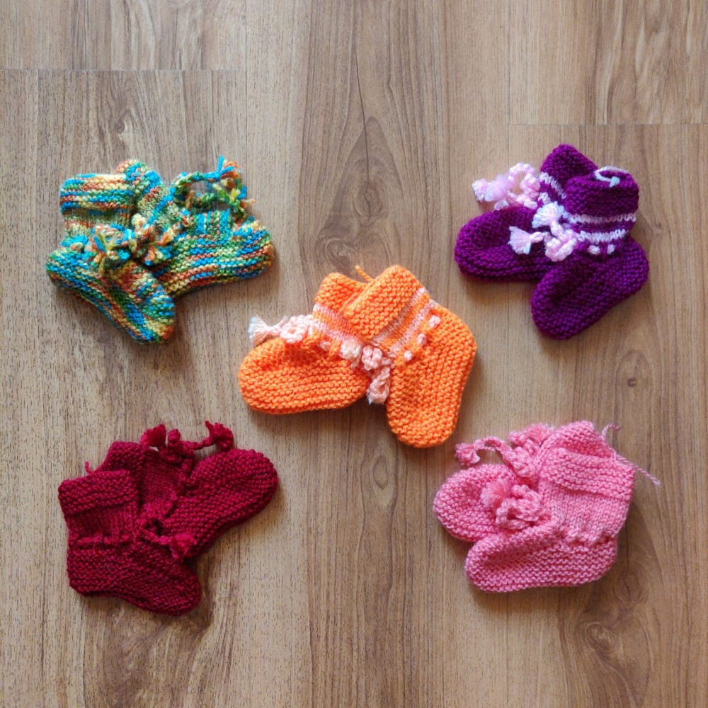 Knitted Woolen Socks For Kids - Set of 5  Knitted Woolen Socks For Kids - Set of 5
