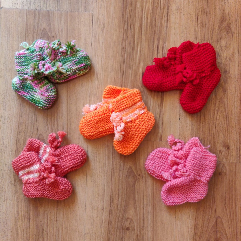 Knitted Woolen Winter Socks For Kids - Set of 5  Knitted Woolen Winter Socks For Kids - Set of 5