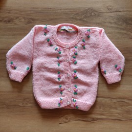 Floral Button Down Sweater - Woolen Sweater For Kids Floral Button Down Sweater - Woolen Sweater For Kids