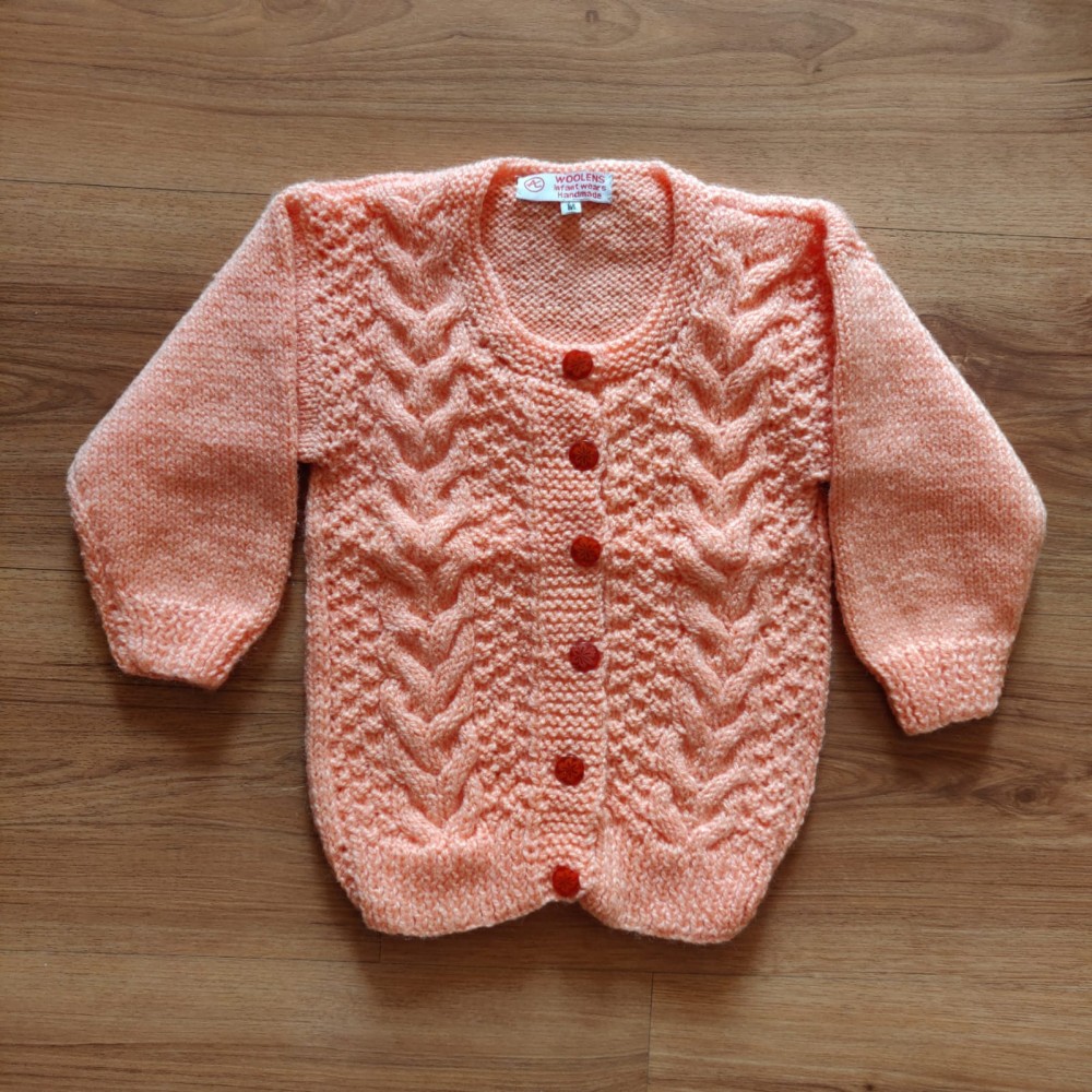 Cable Button Down Sweater - Handmade Woolen Sweater For Kids Cable Button Down Sweater - Handmade Woolen Sweater For Kids