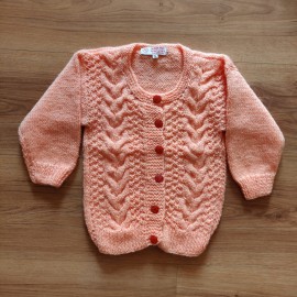 Cable Button Down Sweater - Handmade Woolen Sweater For Kids