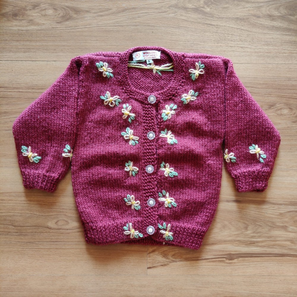 Floral Button Down Sweater - Kids Winter Wear Floral Button Down Sweater - Kids Winter Wear