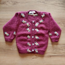 Floral Button Down Sweater - Kids Winter Wear