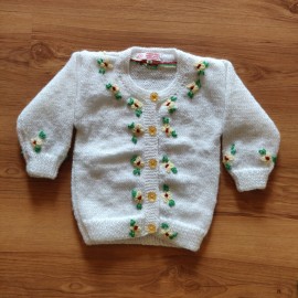 Floral Button Down Sweater - Woolen Sweater For Kids Floral Button Down Sweater - Woolen Sweater For Kids