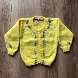 Floral Button Down Sweater - Woolen Sweater For Kids