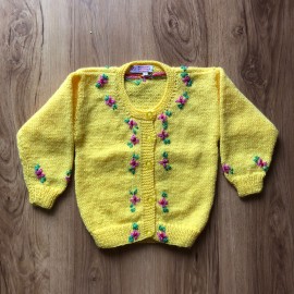 Floral Button Down Sweater - Woolen Sweater For Kids