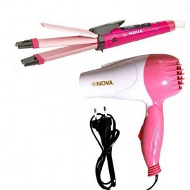 Combo Of Hair Care Dryer + Hair Straightener & Curler-Multicolor