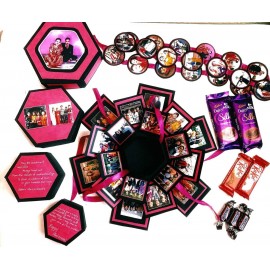 Handmade 4 Layer Hexagonal Explosion Box With Photos And Chocolates