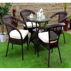 OUTDOOR FURNITURE GARDEN PATIO SEATING SET |COFFEE TABLE SET (DARK BROWN)