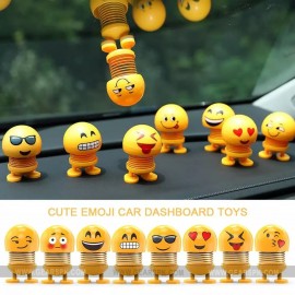 Cute Spring Dancing Emoji Dolls, Shaking Head Dolls, Cute Head Spring Dancing Doll Toy for Car Interior Dashboard Decoration