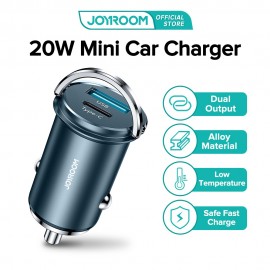 Joyroom- 20W Mini Dual-port ring-pull fast car charger (PD+QC3.0)