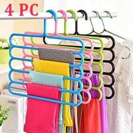 5 Layer Pants Clothes Hanger Wardrobe Storage Organizer Rack (Set Of 4)