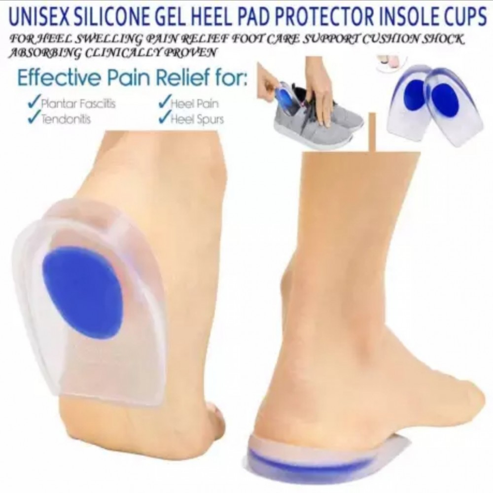 Unisex Silicone Gel Heel Pad Protector Insole Cups For Heel Swelling Pain Relief Unisex Silicone Gel Heel Pad Protector Insole Cups For Heel Swelling Pain Relief