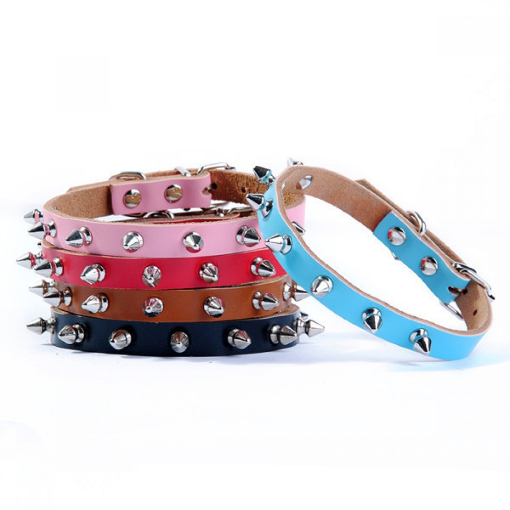 Dog Collar with Nickel Plated Spikes - Medium Dog Collar with Nickel Plated Spikes - Medium