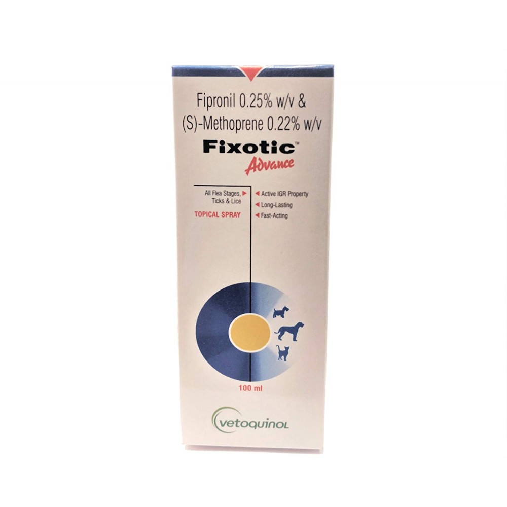 Vetoquinol Fixotic Advance Anti-flea and tick Spray  | 100 Ml Vetoquinol Fixotic Advance Anti-flea and tick Spray  | 100 Ml