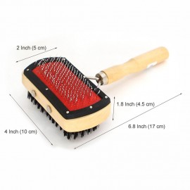Pets Slicker 2 in 1 Brush with Wood Handle