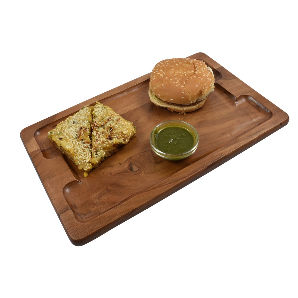 Acacia Wooden Hot Dog Platter  Acacia Wooden Hot Dog Platter