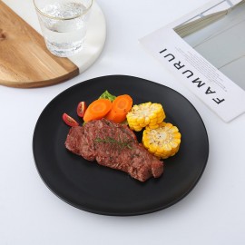 Flat Plate Round 21cm Black Set Of 6pcs