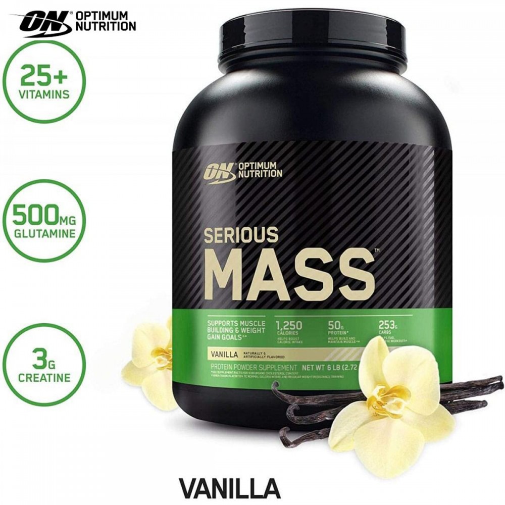Optimum Nutrition Serious Mass | High Protein Weight Gain Powder Vanilla - 6 lbs 2.72 kg Optimum Nutrition Serious Mass | High Protein Weight Gain Powder Vanilla - 6 lbs 2.72 kg