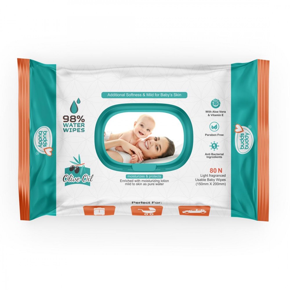 Olive Wet Wipes With Lid (80Pcs) Olive Wet Wipes With Lid (80Pcs)
