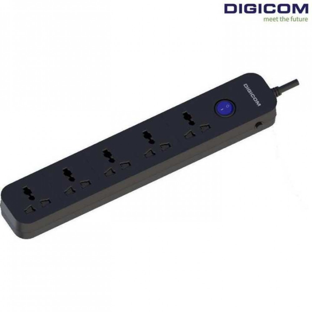 Digicom Surge Protector Socket | 5 Universal Extension | 1 Year Warranty Digicom Surge Protector Socket | 5 Universal Extension | 1 Year Warranty