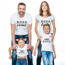 Family Matching Printed T-shirt | Boss Man, Boss Lady Mini Boss T-shirt