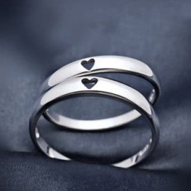 Customised Silver Heart Lovers Ring | Elegant Couple Ring | Pure Silver