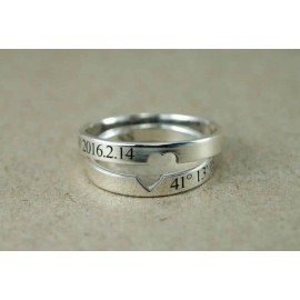 Customised Couple Ring Set | Promise Rings For Couples | Heart Ring | Pure Silver