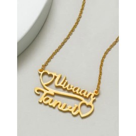 Customised Gold Plated Layered Name Heart Pendant | Panchadhatu