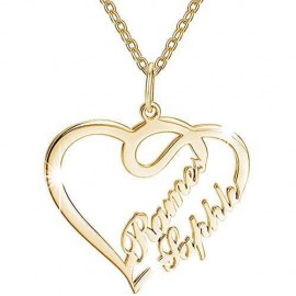 Customised Couple Name Double Love Heart Necklace | Panchadhatu