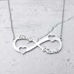 Customised Couple Name Printed Infinity Chain Necklace | Pure Silver Customised Couple Name Printed Infinity Chain Necklace | Pure Silver