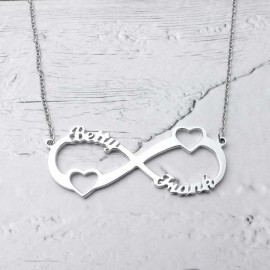 Customised Couple Name Printed Infinity Chain Necklace | Pure Silver