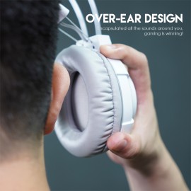 FANTECH HG17s Wired Headphones with Microphone Adjustable Over Ear - White FANTECH HG17s Wired Headphones with Microphone Adjustable Over Ear - White