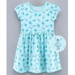 Hola Bonita Short Sleeve Knit Frock Ballerina Print with Bow - Light Blue