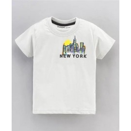 Doreme Half Sleeves T-Shirt New York Print - White