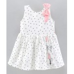 ORRIGANY Sleeveless Frock Heart Print with Bow - Peach