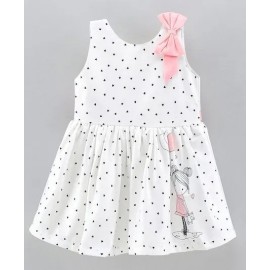 ORRIGANY Sleeveless Frock Heart Print with Bow - Peach
