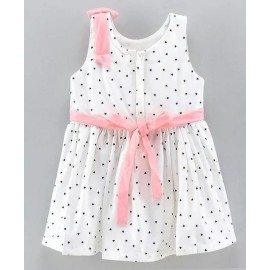 ORRIGANY Sleeveless Frock Heart Print with Bow - Peach