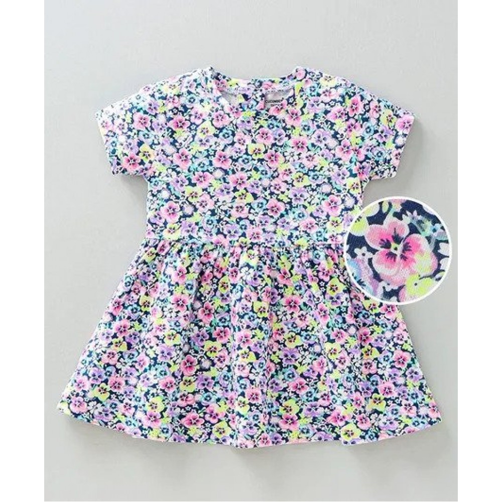 CUCUMBER Half Sleeves Frock Floral Print - Multicolour