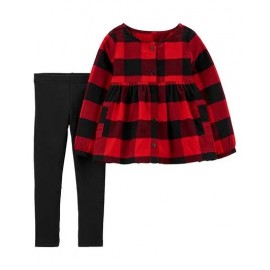 Carter's 2-Piece Buffalo Check Top & Legging Set - Red