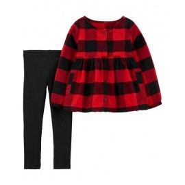 Carter's 2-Piece Buffalo Check Top & Legging Set - Red 