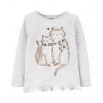 Carter's Cat Jersey Top - Grey
