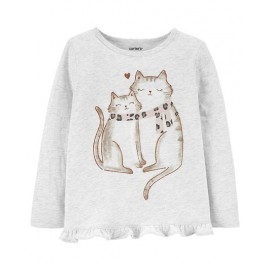 Carter's Cat Jersey Top - Grey