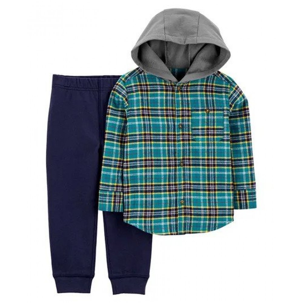 Carter's 2-Piece Button-Front Flannel & Pant Set -Multi Colour 