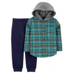 Carter's 2-Piece Button-Front Flannel & Pant Set -Multi Colour 